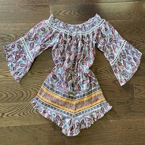 Patterned Off-Shoulder Summer Jumpsuit